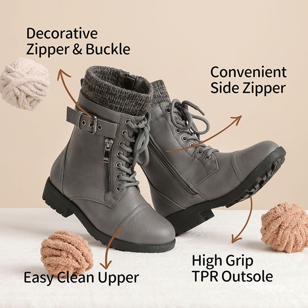 Girl s Mid Calf Combat Boots Fur Lined Boots Dream Pairs